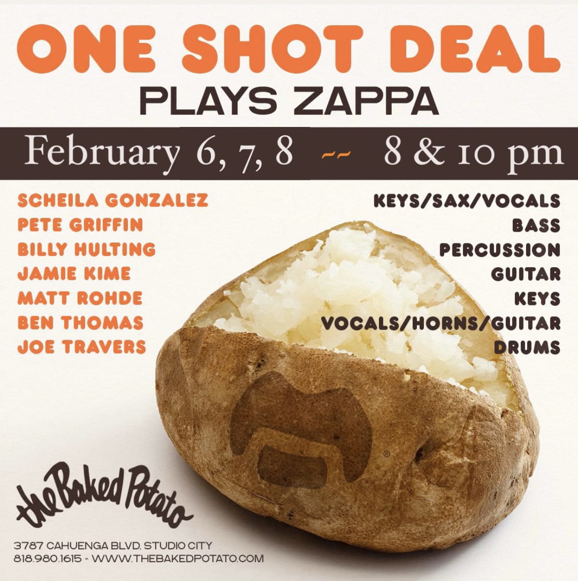 ONE SHOT DEAL Plays ZAPPA - Thursday, February 6, 2025
